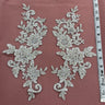 1 Pair Beaded & Corded Floral Lace Applique 100% Polyester Net Mesh 12.5" x 5"