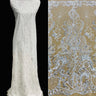 1 Yard Beaded Lace Fabric Embroidered on 100% Polyester Net Mesh