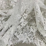 Beaded Lace Fabric on Polyester Net Mesh