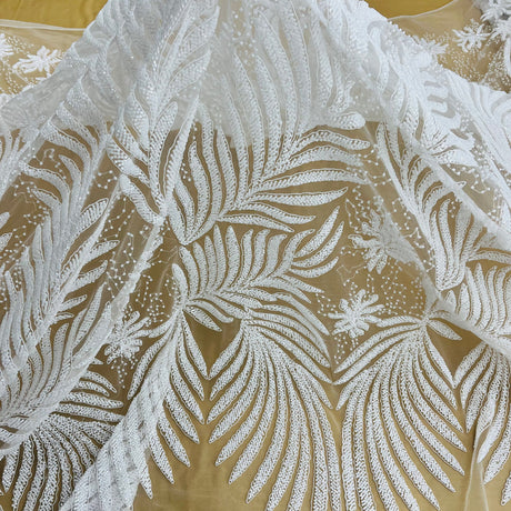 Beaded Corded Bridal Lace Mesh