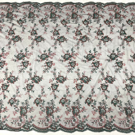 1 Yard Embroidered Lace Fabric on Polyester Net Mesh Ivory Silver for Bridal and Evening Gowns – 51"