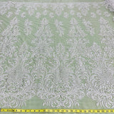 1 Yard Beaded Lace Fabric Embroidered on 100% Polyester Net Mesh, 5 Colors