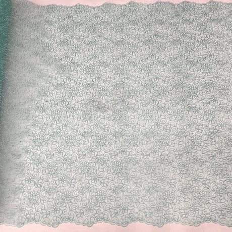 Corded Bridal Lace Fabric - Embroidered Polyester Net Mesh, 53" Width (1 Yard)
