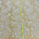 Beaded Lace Fabric on Polyester Net Mesh