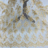 1 Yard Beaded and Corded Bridal Lace Fabric Embroidered on Polyester Net Mesh
