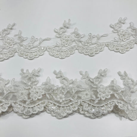 Beaded Corded Lace Trimming 3.25"