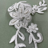 Beaded Corded Lace Applique Ivory