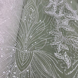 Beaded Lace Fabric on Polyester Net Mesh