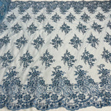 Beaded Corded Bridal Lace Mesh
