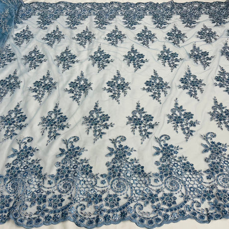 Beaded Corded Bridal Lace Mesh
