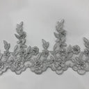 Beaded Corded Lace Trim on Polyester Mesh, 5.5"