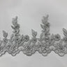 Beaded Corded Lace Trim on Polyester Mesh, 5.5"