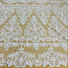 1 Yard Elegant Corded Bridal Lace Fabric Embroidered on Polyester Net Mesh