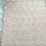 1 Yard Corded Bridal Lace Fabric Embroidered on Polyester Net Mesh for Elegant Wedding and Evening Gowns – 54"