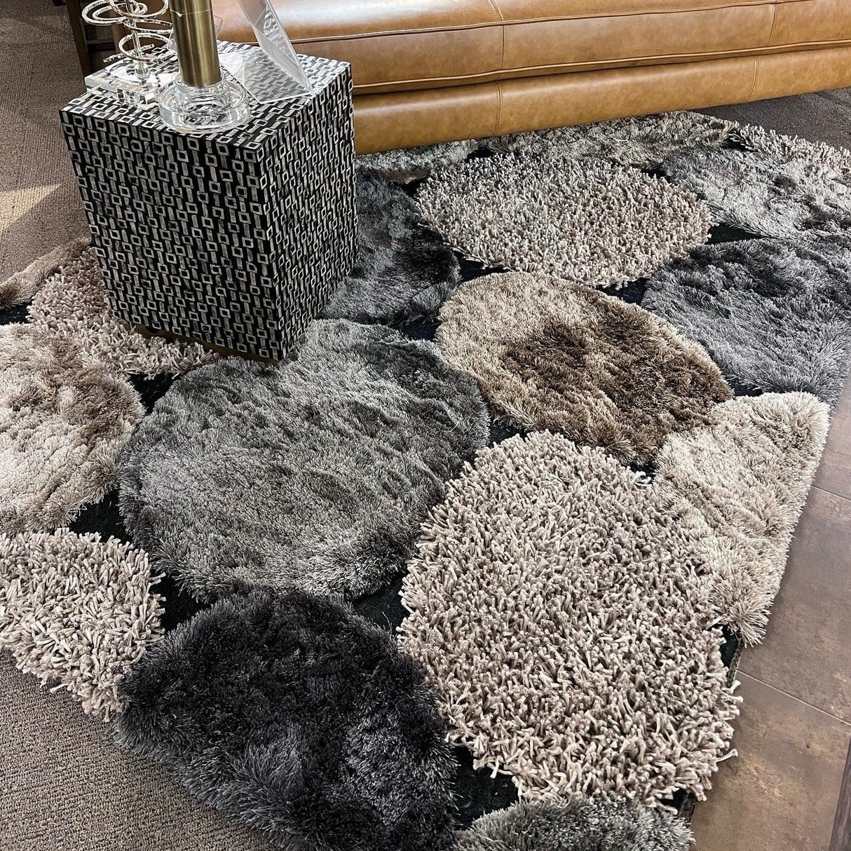 Stone Soft Plush Design Shag Polyester Fabric - Shag Area Rug, Gray Beige, 7'6" X 10'3" (1 Piece)