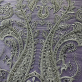 Beaded Lace Fabric on Polyester Net Mesh