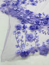 Orquidia 3D Floral Design Embroidered With Pearls Lace Fabric - 3D Floral Mesh Lace, 54" Width (1 Yard)