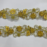 Beaded Corded Lace Trim on Polyester Organza