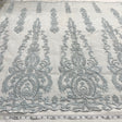 Beaded Lace Fabric on Polyester Net Mesh 54"