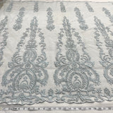 Beaded Lace Fabric on Polyester Net Mesh 54"