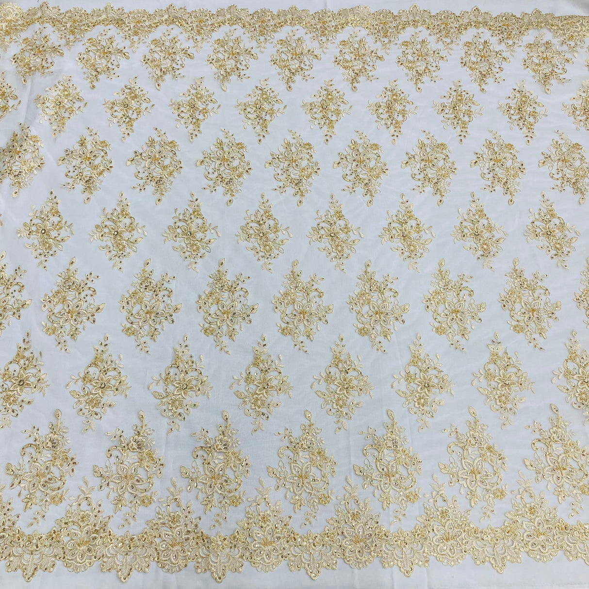 Beaded Corded Bridal Lace Mesh