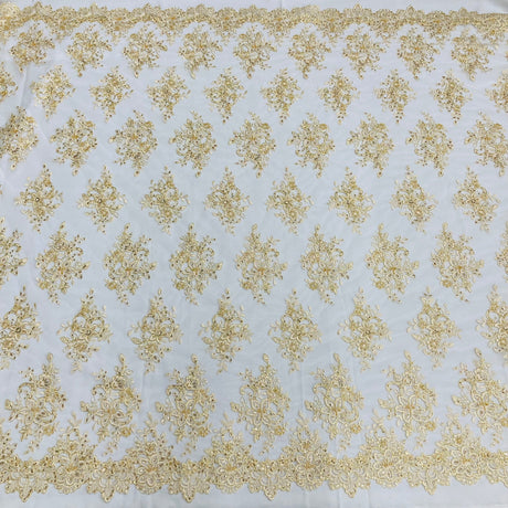 Beaded Corded Bridal Lace Mesh
