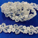 Beaded Corded Lace Trim on Polyester Organza