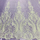 1 Yard Beaded Lace Fabric Embroidered on 100% Polyester Net Mesh – 50" Wide