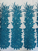 New Vegas Heavy Beaded Feather Design Embroidery Mesh Fabric - Beaded Feather Design, 11" Width, 50" Length (1 Panel)