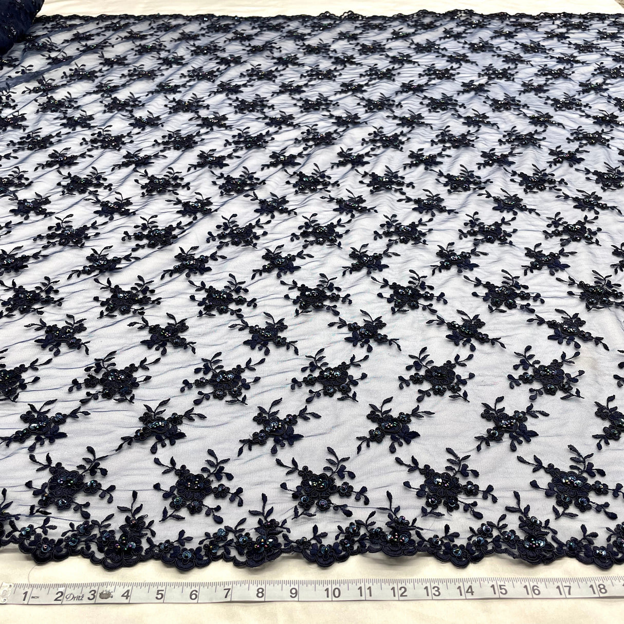 Beaded Corded Bridal Lace Fabric 52" Wide