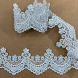 Beaded Corded Lace Trimming White