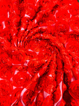 3D Roses On A Mesh Fabric - 54" Width, Color Options (1 Yard)