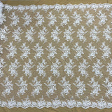 1 Yard Premium Corded Embroidered Bridal Lace Fabric for Elegant Dresses White