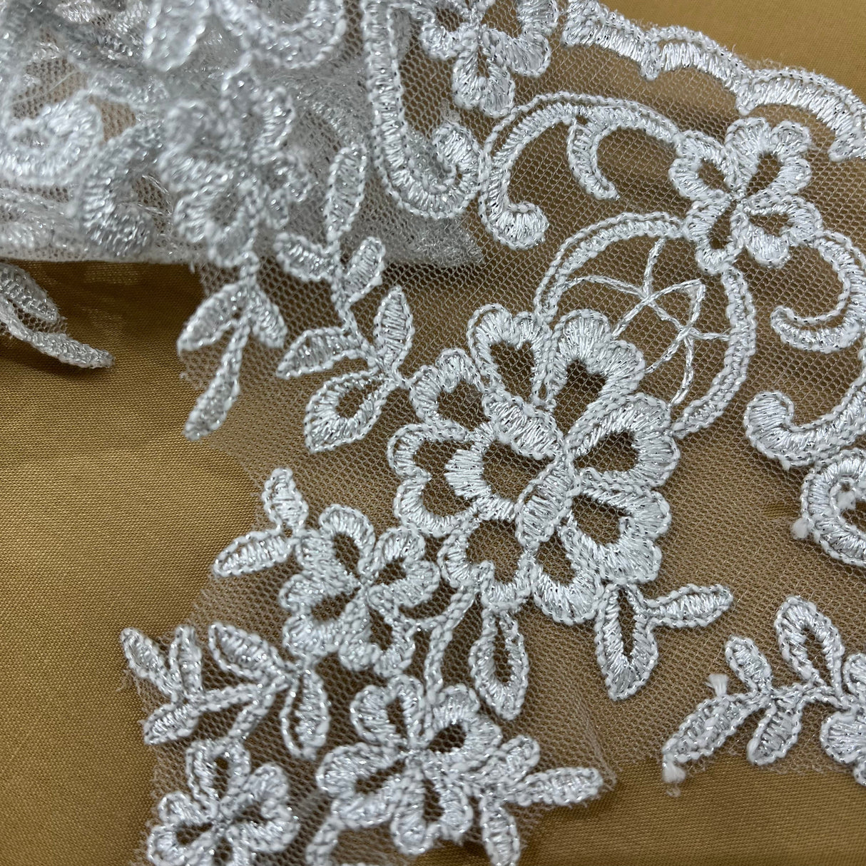 Embroidered Mesh Lace Trimming 6"