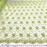 1 Yard Silver Corded Bridal Lace Fabric Embroidered on Polyester Net Mesh for Wedding and Evening Dresses – 52"