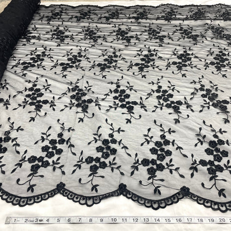 Beaded Lace Fabric on Polyester Net Mesh