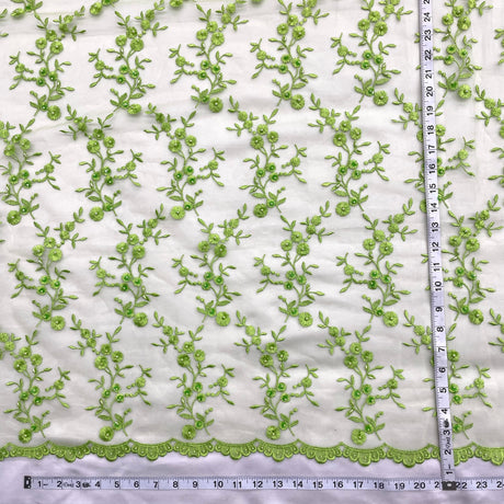 Beaded Lace Fabric on Polyester Net Mesh