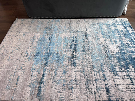 Tess 913 Blue Polyester Area Rug - Blue, Machine Made, Made In Turkey (5' 3" X 7' 4")