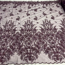 Beaded 3D Floral Lace Fabric Plum 54"