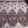 Beaded 3D Floral Lace Fabric Plum 54"