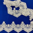 Beaded Corded Lace Trimming White