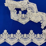 Beaded Corded Lace Trimming White