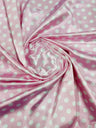 Polka Dot Satin 100 Percent Polyester Charmeuse Fabric - White Polka Dot On Red, 58" Width (1 Yard)