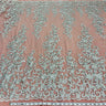 1 Yard Beaded and Corded Bridal Fabric Lace Embroidered on Polyester Net Mesh