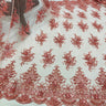 Beaded Lace Fabric on Polyester Net Mesh 50"