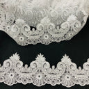 Corded Lace Trim Embroidered Net Mesh 4"