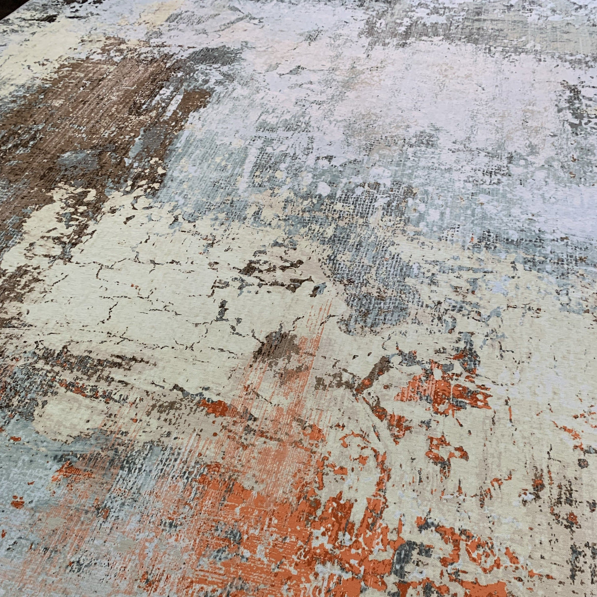 Vintage Rusty Print Style Printed Rug - Orange Brown Beige, Rust, 7'6" X 10'3" (1 Piece)