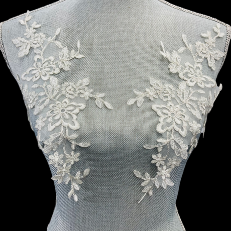 Corded Floral Applique 100% Polyester Organza
