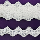 Beaded Corded Lace Trim White