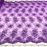 Embroidered Floral Lace Fabric 100% Polyester Net Mesh 52"